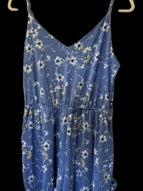 Blue Floral Cami Jumpsuit with Drawstring Waist